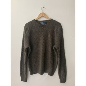Polo Ralph Lauren Cable Knit Merino And Angora Rabbit Sweater XL Green Prep
